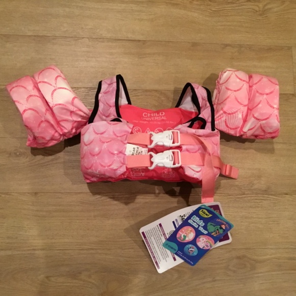 Chriffer Pink Mermaid Swim Vest Life Jacket for 33-55 Pounds - Picture 4 of 7